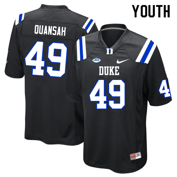 Youth #49 Koby Quansah Duke Blue Devils College Football Jerseys Sale-Black - Click Image to Close